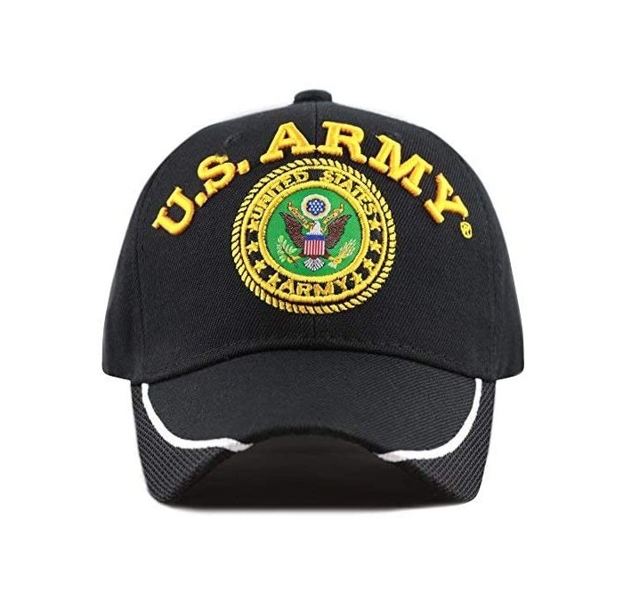 Baseball Caps Official Licensed 3D Embroidered Military Navy Army One Size Cap - Black Mesh-u.s. Army - CQ1809YSG78 $10.23
