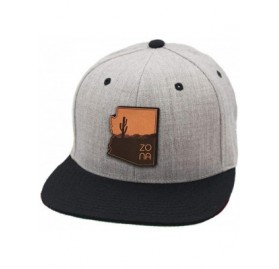 Baseball Caps Arizona 'The Zona' Leather Patch Snapback hat - Charcoal/OSFA - CE18IGT8T32 $32.35