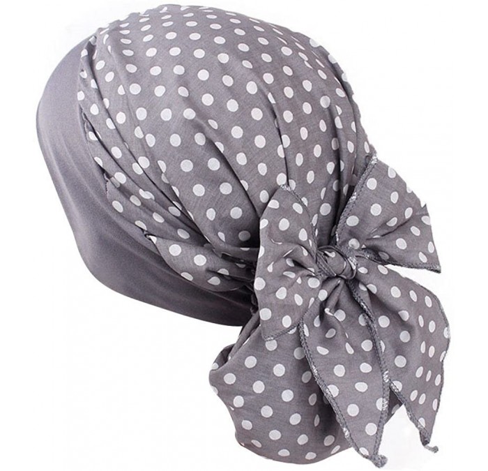 Skullies & Beanies Women's Muslim Floral Print Scarf Hat Stretch Turban Headwear for Cancer Chemo - Gray - C118G826H9O $18.91