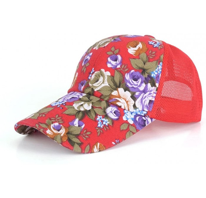 Baseball Caps Women's Adjustable Print Floral Baseball Hat Caps Sun Hat - Redl - CE12CWHI1BF $13.94