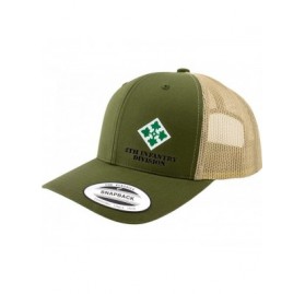 Baseball Caps Army 4th Infantry Division Full Color Trucker Hat - Green/Khaki - CX18RN3U8NO $50.22