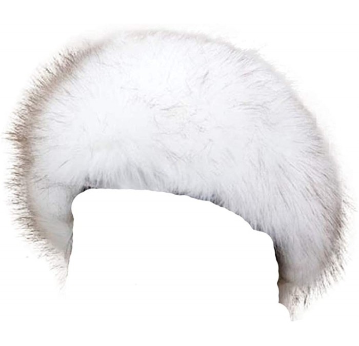 Cold Weather Headbands Women's Faux Fur Headband Soft Winter Cossack Russion Style Hat Cap - White&brown - CD18L8IG48D $14.62