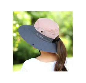 Sun Hats Women's Ponytail Safari Sun Hat-Wide Brim UV Protection Outdoor Bucket Hat-Foldable Beach Summer Fishing Hat - CX18R...