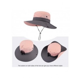Sun Hats Women's Ponytail Safari Sun Hat-Wide Brim UV Protection Outdoor Bucket Hat-Foldable Beach Summer Fishing Hat - CX18R...
