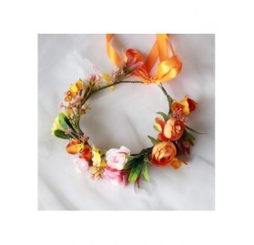 Headbands Flower Wreath Headband Floral Hair Garland Flower Crown Halo Headpiece Boho with Ribbon Wedding Party Photos - 6 - ...