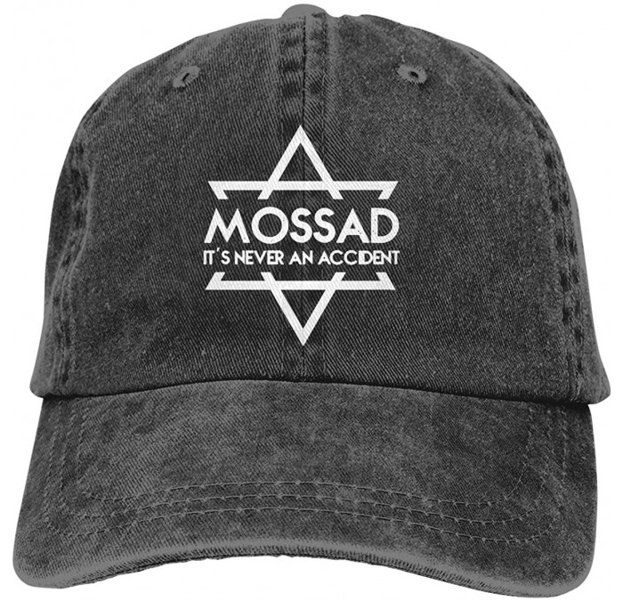 Baseball Caps Mossad It's Never an Accident Adjustable Baseball Caps Denim Hats Cowboy Sport Outdoor - Black - CI18R5XCC27 $3...