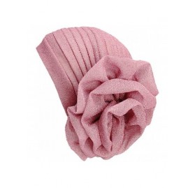 Skullies & Beanies Shiny Flower Turban Shimmer Chemo Cap Hairwrap Headwear Beanie Hair Scarf - Pink1 - CC198DI8DOW $10.55