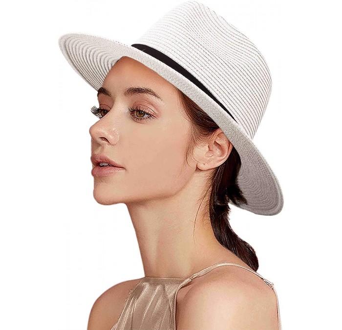 Fedoras Women Fedora Straw Hat - White - CX193LTL5RN $20.86