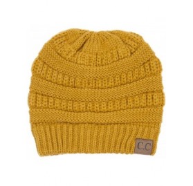 Skullies & Beanies Solid Ribbed Beanie Slouchy Soft Stretch Cable Knit Warm Skull Cap - Mustard - CW126VPR1F1 $21.09