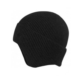 Skullies & Beanies Winter Beanie Hat with Ear Flaps Knit Skull Cap for Skiing- Cycling- Motorcycling- Camping - Black - CA193...