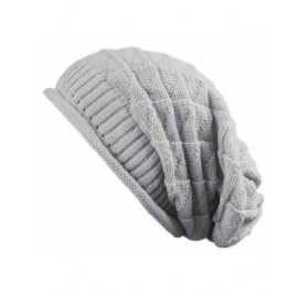 Skullies & Beanies Women Knit Beanie Baggy Oversize Winter Warm Hat Soft Slouchy Beanie Skully Cap - Light Grey - CP18KS5L0T8...