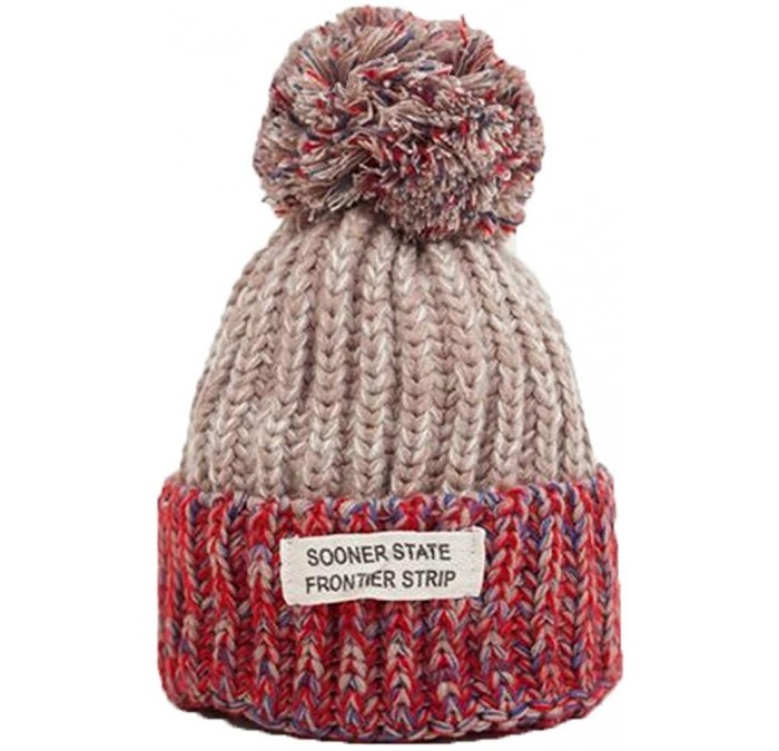 Headbands Winter Hats for Women Hairball Thick Hat Girls Caps Knitted Beanies Cap - Beige - CK18INYE8U3 $20.53
