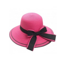 Sun Hats 1 pcs Women Sun Hat Floppy Foldable Ladies Bow Straw Beach Sun Summer Hat Wide Brim Jazz Straw Hats - White - CX18R2...