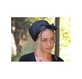 Headbands Tichel Full Hair Covering Lovely Stretched Snoods Turban One Size Black - Black - CZ124QS56WF $33.44