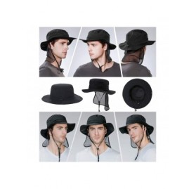 Sun Hats Packable Mens Safari SPF 50+ Fishing Bonnie Bush Sun Hat Bucket for Large Head Women 56-60cm - Black_89025 - CB18NA4...