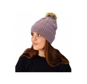 Skullies & Beanies Oversize Cute Beanie Hat Cap Warm Hand Knit Pom Pom Double Layer Thick Winter Ski Snowboard Hat - Dust Pin...