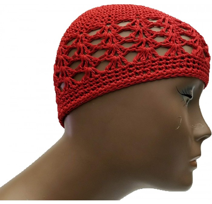 Skullies & Beanies Kufi Hat Skull Cap Islamic Muslim Prayer Hat Skull Chemo Cap Beanie Hats Turban - Red - CC18HEHER9K $17.72
