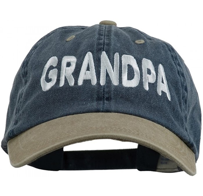 Baseball Caps Wording of Grandpa Embroidered Washed Two Tone Cap - Navy Khaki - CI11USNEU25 $18.70