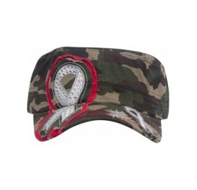Baseball Caps Womens Print Adjustable Cadet Cap - Camo - Studded Ribbon - C418R589SGM $9.62