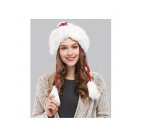 Skullies & Beanies Winter Mongolian Hat Women Russian Style Hat Snowflake Pompom - Red - C612629MF6L $14.11