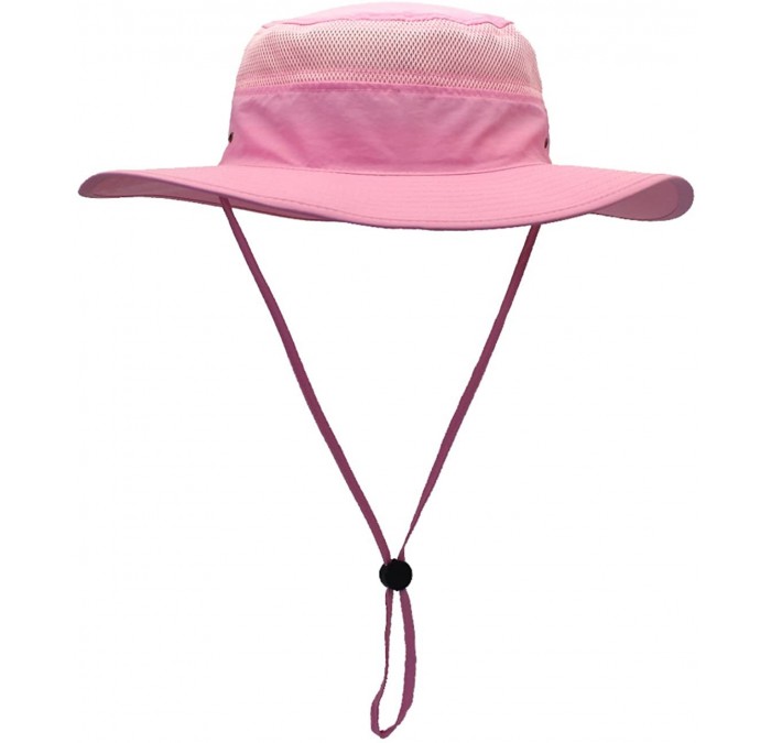 Sun Hats Outdoor Mesh Sun Hat Wide Brim Sun Protection Hat Fishing Hiking Hat - 1-pink - CI12EQGG0JF $38.47