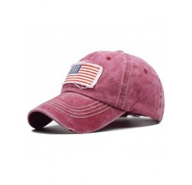Baseball Caps Baseball Hat Ponytail Cap Vintage Distressed American-Flag Hats - Red Wine - CY18XXIHC0M $10.27