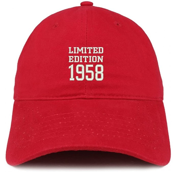 Baseball Caps Limited Edition 1958 Embroidered Birthday Gift Brushed Cotton Cap - Red - CP18CO5LHEO $39.88