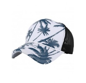 Baseball Caps Women Men Fashion Coconut Tree Printing Snapback Hip Hop Flat Hat - Blue - C9183RZEES2 $9.68