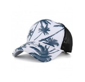 Baseball Caps Women Men Fashion Coconut Tree Printing Snapback Hip Hop Flat Hat - Blue - C9183RZEES2 $9.68