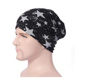 Skullies & Beanies Cold Weather Hats- Full Five-Star Male and Female Five-Pointed Star Knit Hat Pile Cap Ear Protector. - Bla...