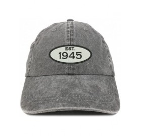 Baseball Caps Established 1945 Embroidered 75th Birthday Gift Pigment Dyed Washed Cotton Cap - Black - CH180N4E7IX $33.86