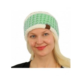 Cold Weather Headbands Winter CC Sherpa Polar Fleece Lined Thick Knit Headband Headwrap Hat Cap - Mint - C3187GG6IWR $10.51