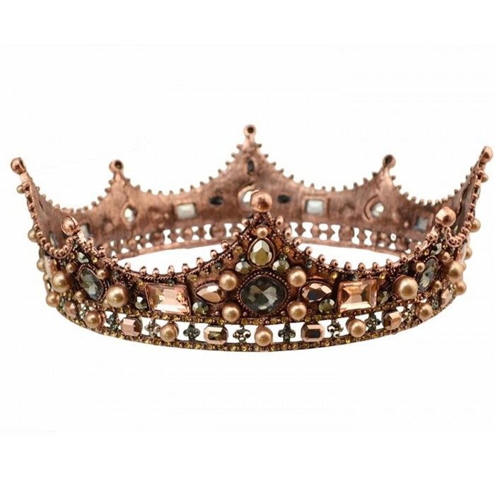 Headbands Baroque Luxury Pearl Bridal Crown Wedding Party Prom Vintage Full Crystal Big King Queen Tiara(40) - CX18CX3XWLM $8...
