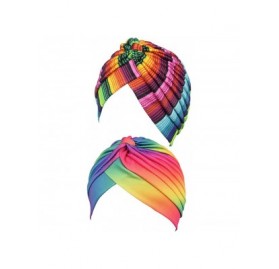 Skullies & Beanies Turban Hat Chemo Cap Beanie Skullies Sport Hair Wrap Yoga Head wrap for Women - 2pcs Colorful - CC18CNQ2H6...