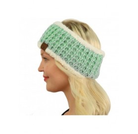 Cold Weather Headbands Winter CC Sherpa Polar Fleece Lined Thick Knit Headband Headwrap Hat Cap - Mint - C3187GG6IWR $10.51