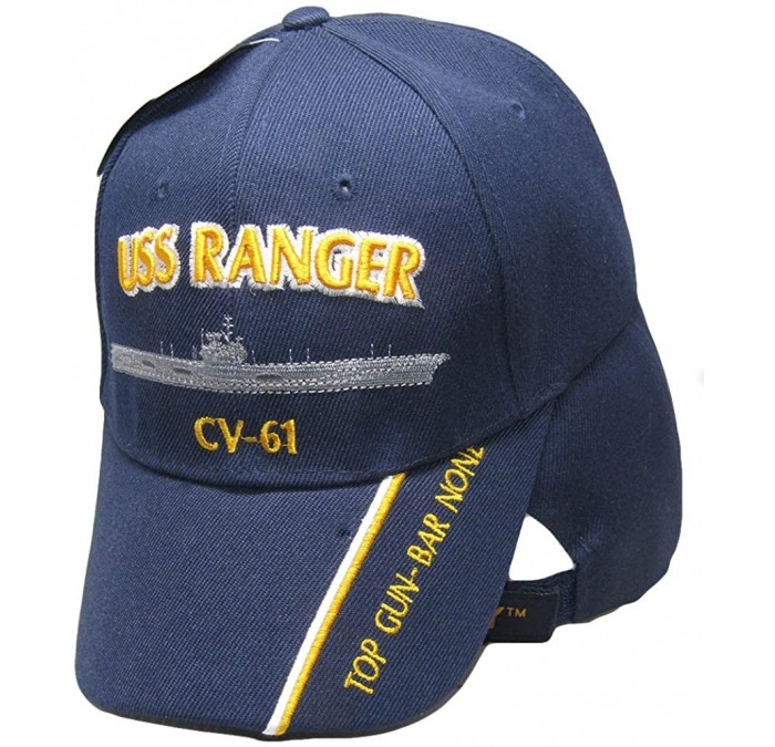Skullies & Beanies US Navy USS Ranger CV-61 Top Gun-Bar None Navy Blue Embroidered Cap - CE18GO95870 $10.34