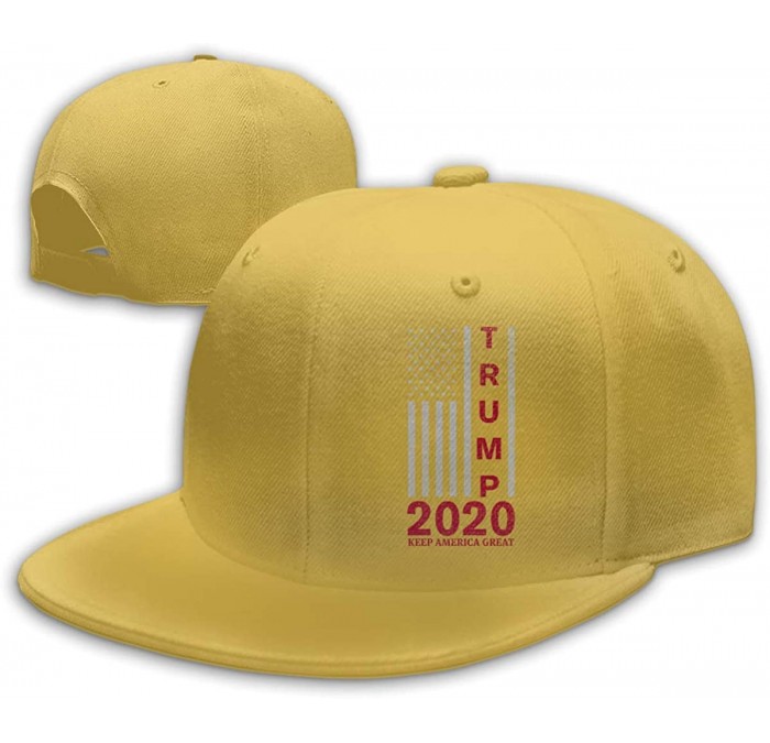 Baseball Caps Trump 2020 Keep America Great Snapback Flat Baseball Cap Unisex Adjustable - Yellow - CS196WS484R $13.40