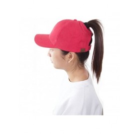 Baseball Caps Solid Color Messy High Buns Ponycap Ponytail Baseball Adjustable Cap Hat - Hot Pink - C218QQCAAGD $16.78