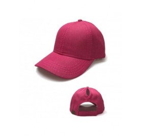 Baseball Caps Solid Color Messy High Buns Ponycap Ponytail Baseball Adjustable Cap Hat - Hot Pink - C218QQCAAGD $16.78