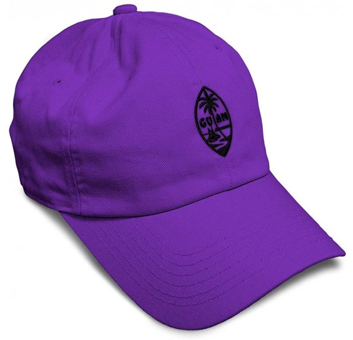 Baseball Caps Custom Soft Baseball Cap Seal of Guam Embroidery Cotton Dad Hats for Men & Women - Purple - CK18TLK8LOC $15.28