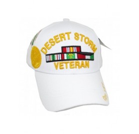 Baseball Caps Desert Storm Veteran Ribbons with Medal Mens Cap - White - CJ1998SOCRI $33.49