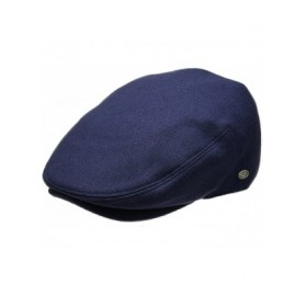 Newsboy Caps Classic Men's Flat Hat Wool Newsboy Herringbone Tweed Driving Cap - Plain Navy - C11899WEOG7 $19.86