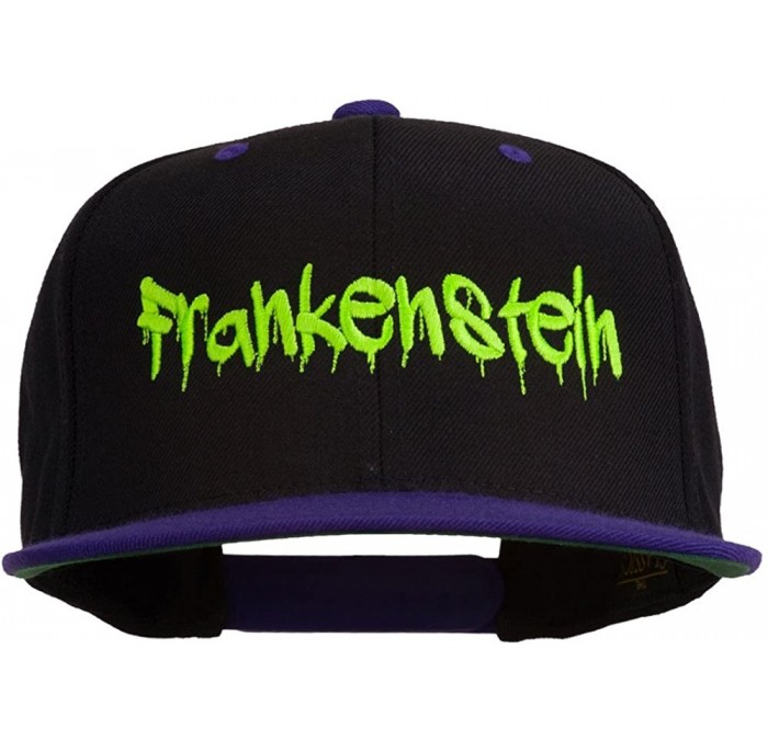 Baseball Caps Halloween Frankenstein Embroidered Snapback Cap - Black Purple - CE11P5IHA1P $50.88