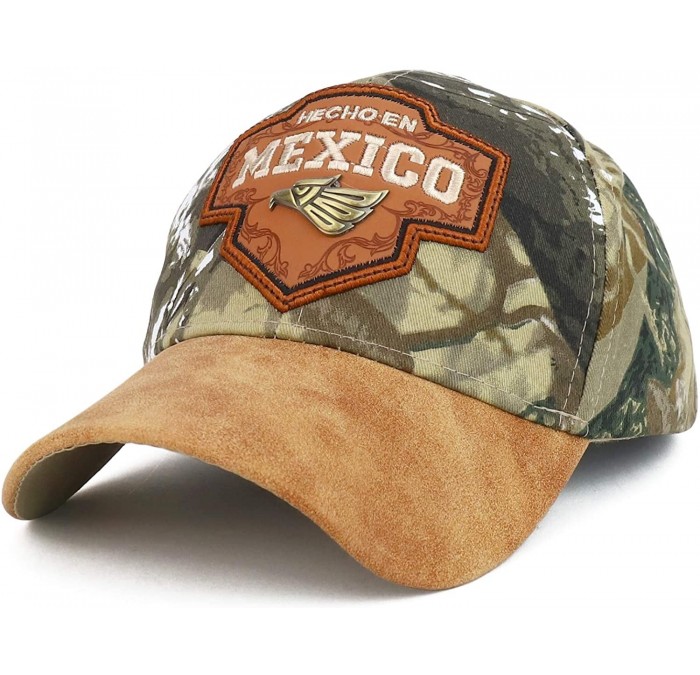Baseball Caps Hecho en Mexico Metal Eagle Patch PU Leather Bill Cap - Hunting Camo - C718OQAYUXE $25.02