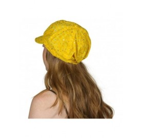 Newsboy Caps Glitter Sequin Trim Newsboy Hat - Yellow - CL11UHEFUIN $14.46