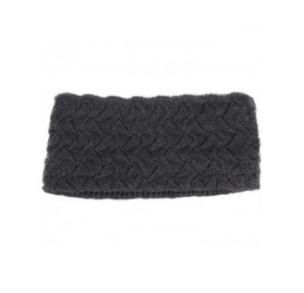 Cold Weather Headbands Womens Chic Cold Weather Enhanced Warm Fleece Lined Crochet Knit Stretchy Fit - Wave Charcoal Gray - C...