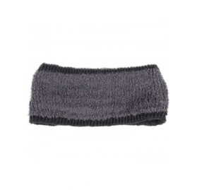 Cold Weather Headbands Womens Chic Cold Weather Enhanced Warm Fleece Lined Crochet Knit Stretchy Fit - Wave Charcoal Gray - C...