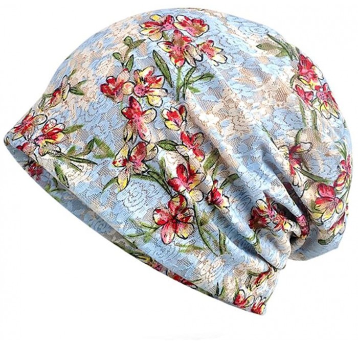Skullies & Beanies Women Chemo Hat Elegant Floral Lace Turban Chemo Cancer Beanie Cap Sleepping Hat - 2c - CN1855QX3UG $19.69