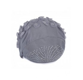 Skullies & Beanies Elastic Slouchy Rhinestone Headwear Headbands - Grey- Flower & Rhinestone - CH18SRSO2Z7 $9.50