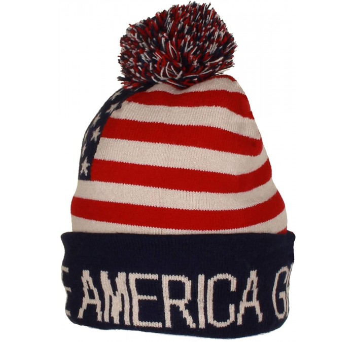 Skullies & Beanies Trump Beanie Ski Cap Hat Keep America Great Again- USA Flag Hat- Trump Beanie Hat - Beanie Hat - C818NRY2S...